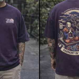 Remera Oversize Tokyo Distortion Violet - Harmony in Silence Bonsái Meditación
