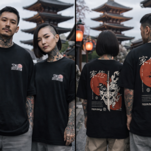 Remera Oversize Tokyo Distortion - Hannya & Katana Black Streetwear