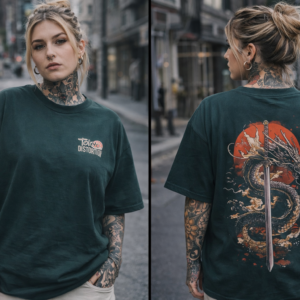 Remera Dragón Japonés con Katana – Streetwear Samurai